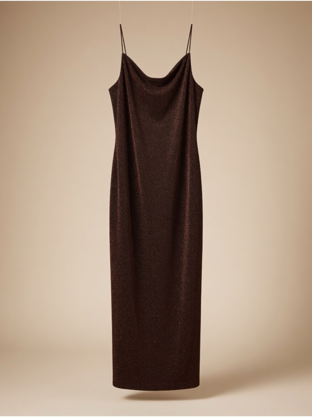 Alex Evenings Copper Shimmer Midi Dress | Cowl Neck | Sleeveless | Size 12